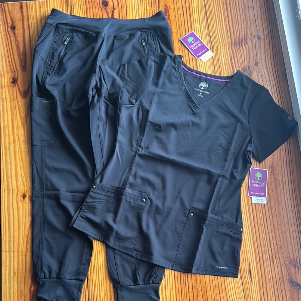 Healing Hands Black Scrub Set
